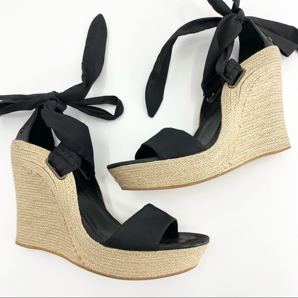 UGG Jules Platform Wedge Sandal Espadrilles Black
